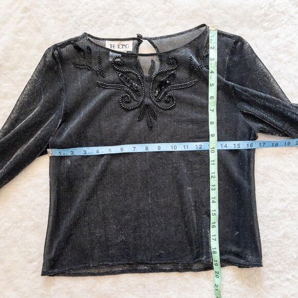 Vintage The Icing black and silver sheer mesh top with beaded details. Size 8 - Picture 7 of 8